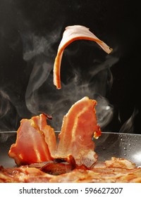 Bacon On Black Background 