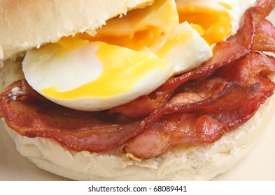 Bacon And Poached Egg Roll.