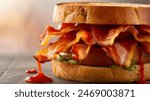 Bacon Sandwich - Classic sandwich with crispy bacon, often with ketchup or brown sauce.