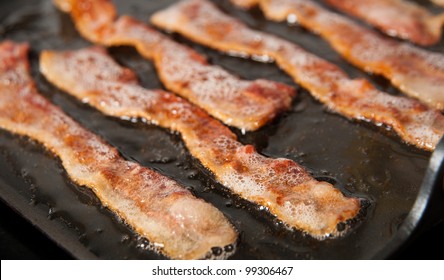 Bacon Sizzling On Skillet