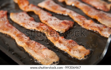 Bacon Sizzling on Skillet