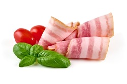 Bacon Slices, Pork Brisket, Isolated On White Background