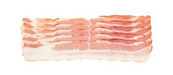Bacon Slices, Top View Isolated On A White Background With Clipping Path.