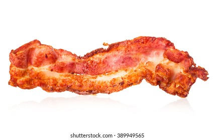 Bacon Strip Close-up Isolated On A White Background.