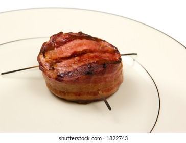 Bacon Wrapped Fillet Mignon On China.