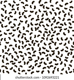 Bacteria seamless pattern. Black and white bean shape organic live forms. Organism colony view in a microscope. Helminth worms group.