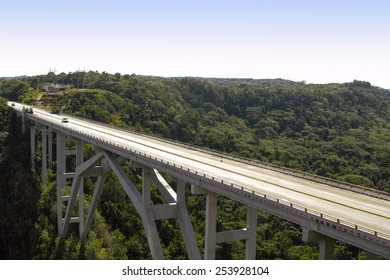 Bacunayagua Bridge In Matanzas, Cuba, At 110 Meters Above The Valley Floor, It Is The Highest Bridge In Cuba