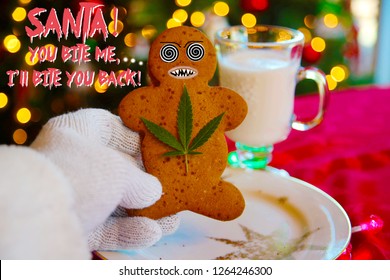 Bad Acid Trip. Santa Claus Is Having A Bad Acid Trip. Gingerbread Man Cookie Threatens Santa. Bad Cookie. Drug Abuse. Hallucination On Drugs. Christmas Drug Trip. Bad Sana.  Food And Drink. 