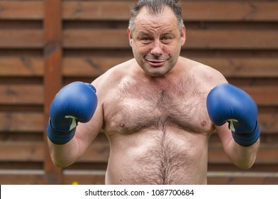 Bad Big Fat Boxer With Blue Gloves