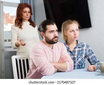 Bad Domestic Quarrel Between Family Members At Home. High Quality Photo