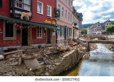 Bad Münstereifel, Germany, Sep 12 2021. 8 weeks after the devastating floods that hit the north-west of Germany, cities are still struggling to back at the normal life