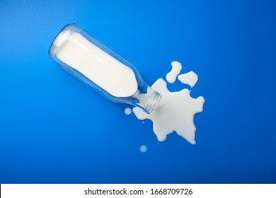 Bad Milk Lactose Intolerance Allergy. Milk Bottle Splatter. Avoid Dangerous Dairy