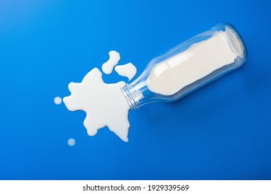 Bad Milk Lactose Intolerance Allergy. Milk Bottle Splatter. Avoid Dangerous Dairy