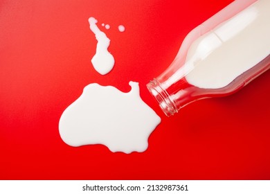 Bad Milk Lactose Intolerance Allergy. Milk Bottle Splatter. Avoid Dangerous Dairy