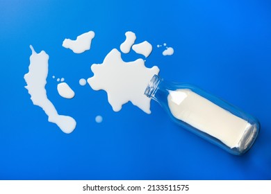 Bad Milk Lactose Intolerance Allergy. Milk Bottle Splatter. Avoid Dangerous Dairy