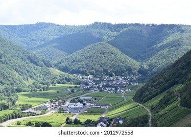 Bad Neuenahr-Ahrweiler, Germany - 07 09 2021:  view into Ahr valley with Dernau and Rech one week before the flood - Shutterstock ID 2012972558