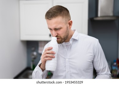 Bad Open Milk Food Bottle In Domestic Kitchen