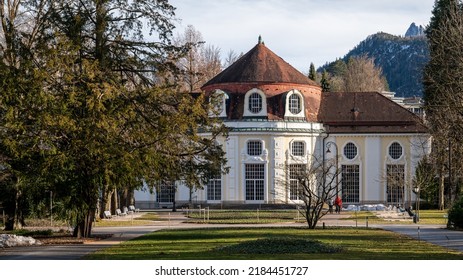 Bad Reichenhall, Germany - 2022-02-11: Concert Rotunda In The Royal Spa Garden (German: Königlicher Kurgarten)