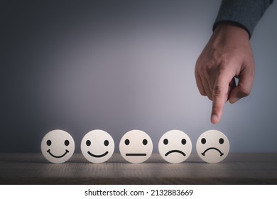 Bad review, bad service dislike bad quality, low rating, social media not good. Customer Experience dissatisfied Concept, Unhappy Businessman Client with Sadness Emotion Face. 