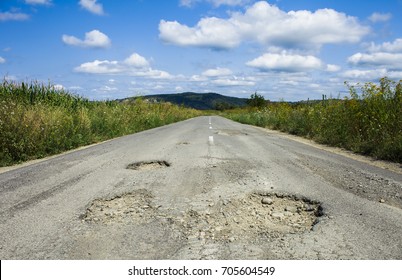 Bad Road Cracked And Damaged         