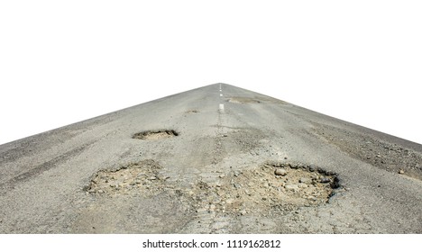 Bad Road Cracked And Damaged Isolated