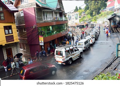 Bad Traffic  Condition In Near Darjeeling Railway Station India. Daily Life Of Darjeeling Town- May 2019