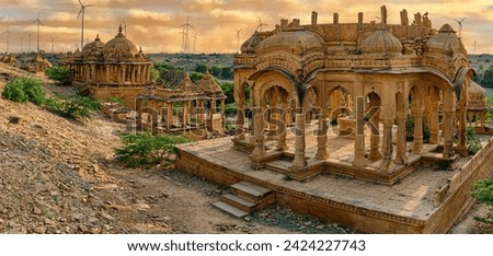 Bada Bagh, also called Barabagh is a garden complex near Jaisalmer, Rajasthan, India. Set of royal chhatri cenotaphs constructed by the Maharajas 