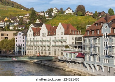 Baden, Switzerland - 19 October, 2014: Autumn Cityscape. Baden Is A Municipality In The Canton Of Aargau, Its Name Refers To The Mineral Hot Springs, Which Are Known Since The Roman Era.