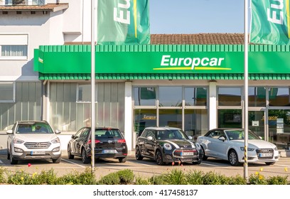 BADEN-BADEN, GERMANY  - MAY 5: Europcar is a car rental company owned by Eurazeo. Baden-Baden, May 5, 2016