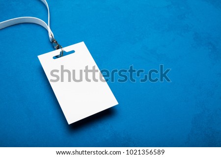 Badge clipping path. Corporate design. Nametag with ribbon.