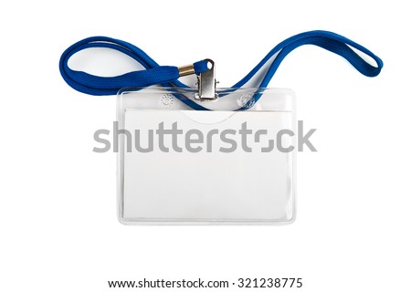 Badge identification white blank plastic id card  isolated 