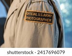 badge official U.S. Army photographer in Museum of the Battle of Normandy