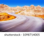 Badlands Loop Road through the Yellow Mounds area of Badlands National Park in South Dakota, USA