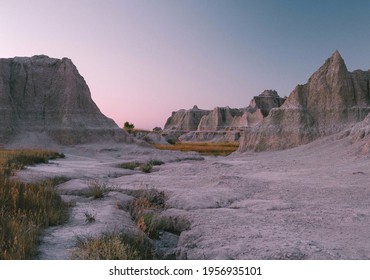 Badlands, South Dakota, At Sunset In The Summer