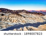 Badlands view from Zabriskie Point in Death Valley National Park at Sunset, California 