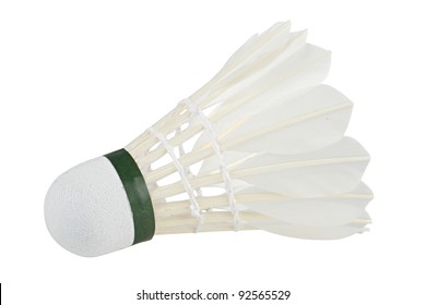 badminton ball in front of white background