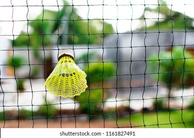 Badminton Ball On The Net In The Park