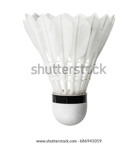 Badminton ball or shuttlecock isolated on white background with clipping path