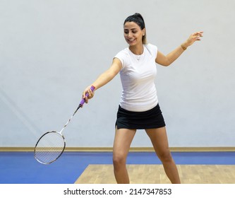 Badminton Girl Player With Racket