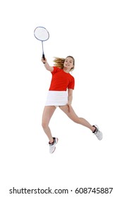 Badminton Player Stock Photo (Edit Now) 608745929