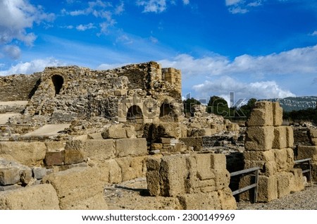 Baelo Claudia is an ancient Roman city, located near the city of Tarifa, Spain. The ruins of the ancient city are located by the sea Foto stock © 