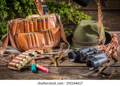 Bag With Bullets In A Hunting Lodge