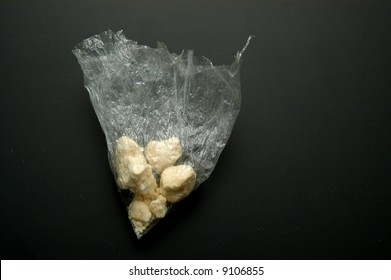     Bag Of Crack Cocaine Ready For Testing In The Lab.