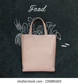 Bag Drawn Food On Chalk Board Stock Photo (Edit Now) 235885603