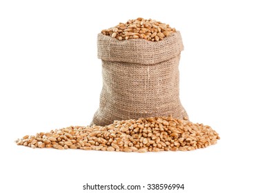  Bag With Grain Isolated On A White