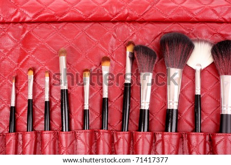 Bag of makeup brushes