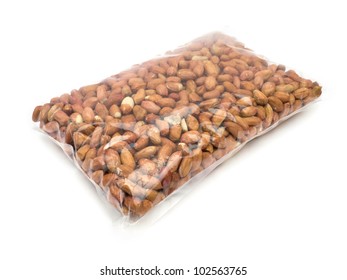 Bag Of Peanuts On White Background