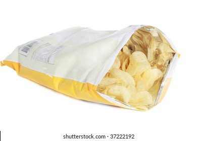 Bag Of Potato Chips Isolated On White Background
