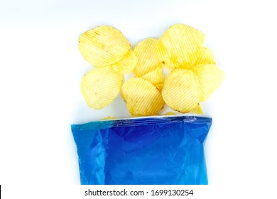 Bag Of Potato Chips On White Background