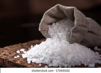 Bag Of Sea Salt On Dark